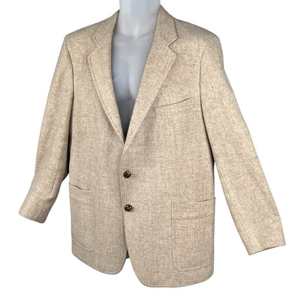Peter England Men 46R Wool Blazer Suede Elbow Patches Button Detail Quiet Luxury - Picture 8 of 16